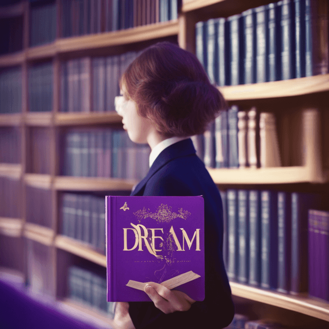 dream-of-girl-in-library-purple-leather-book